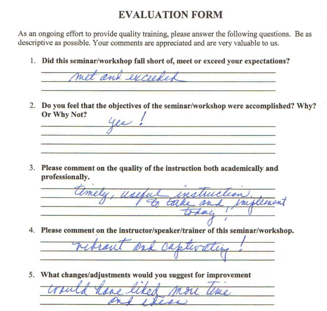 Handwritten audience feedback after Maurice Evans speaking engagement