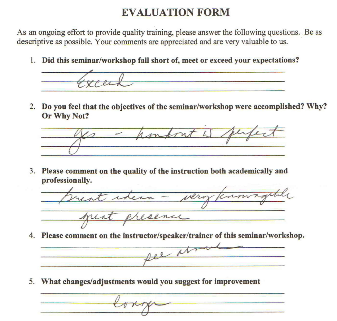 Handwritten audience feedback after Maurice Evans speaking engagement