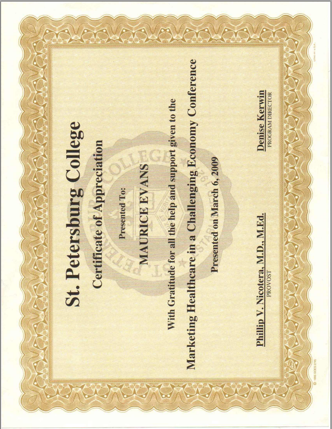 St. Petersburg College certificate